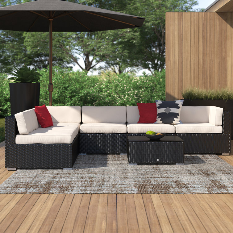 Latitude Run® Featherston Wicker/Rattan 6 Person Seating Group with